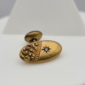 Antique Diamond Genuine Art Nouveau Cufflink No Pair with Starburst Design